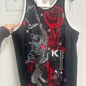 Nike Black and Red Graphic Tank Top